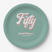 Elegant Retro 70er Groovy Einzigartiger 50. Geburt Pappteller (Vorderseite)