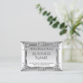 Elegant Retro Art Deco Silver Chrome Metal Visitenkarte (Stehend Vorderseite)
