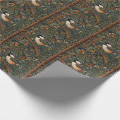 Elegant Retro Art Nouveau woodland bird Geschenkpapier (Ecke)