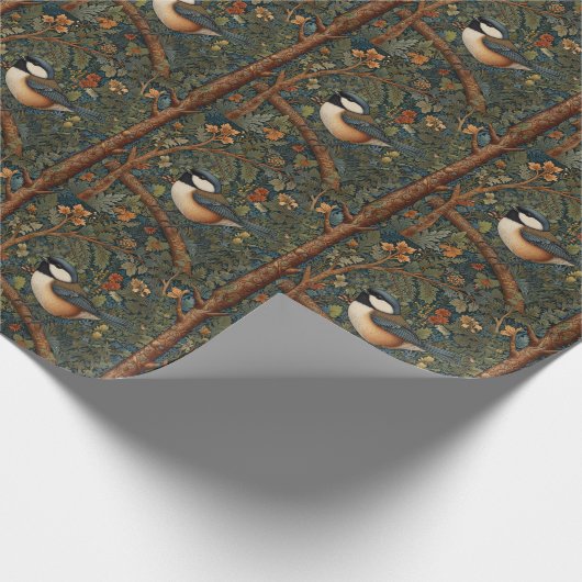 Elegant Retro Art Nouveau woodland bird Geschenkpapier (Ecke)