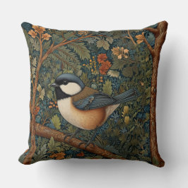 Elegant Retro Art Nouveau woodland bird Kissen