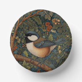 Elegant Retro Art Nouveau woodland bird Pappteller