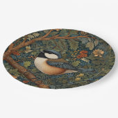 Elegant Retro Art Nouveau woodland bird Pappteller (Schrägansicht)