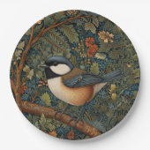 Elegant Retro Art Nouveau woodland bird Pappteller (Vorderseite)