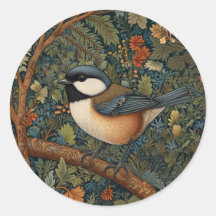 Elegant Retro Art Nouveau woodland bird