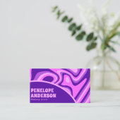 Elegant Retro Blue Pink Abstrakt Boho Groovy Chic Visitenkarte (Stehend Vorderseite)