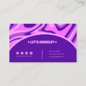 Elegant Retro Blue Pink Abstrakt Boho Groovy Chic Visitenkarte (Rückseite)