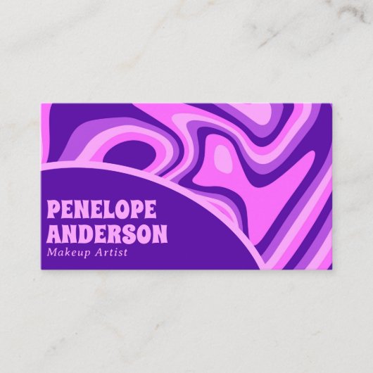 Elegant Retro Blue Pink Abstrakt Boho Groovy Chic Visitenkarte (Vorderseite)