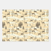 Elegant Retro Blue Red Beige Woodland Deer Geschenkpapier Set (Vorderseite 3)