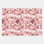 Elegant Retro Blue Red Beige Woodland Deer Geschenkpapier Set (Vorderseite 2)