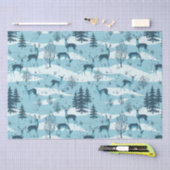 Elegant Retro Blue Woodland Deer Seidenpapier (Handwerk)