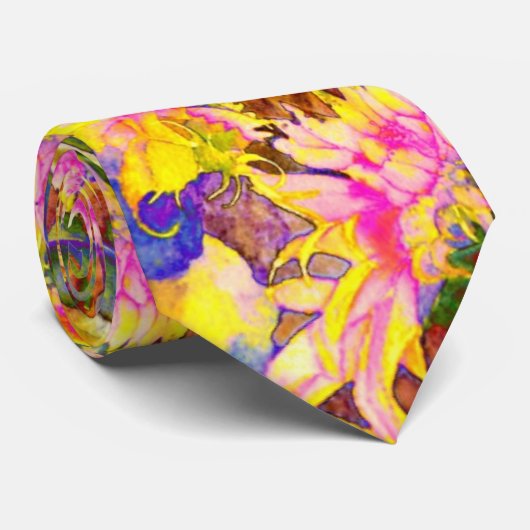 Elegant retro boho watercolor sunflower fields krawatte (Gerollt)