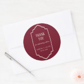 Elegant Retro Checkered Burgundy Wedding Runder Aufkleber (Umschlag)