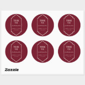 Elegant Retro Checkered Burgundy Wedding Runder Aufkleber (Blatt)