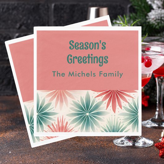 Elegant Retro Christmas Floral Serviette