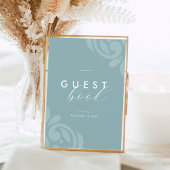 Elegant Retro Damask Pewter Blue Gästebuchuntersch