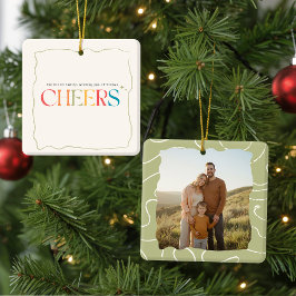 Elegant Retro Family Photo Portrait Christmas Keramikornament