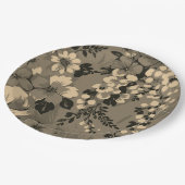 Elegant Retro Floral Pattern Pappteller (Schrägansicht)