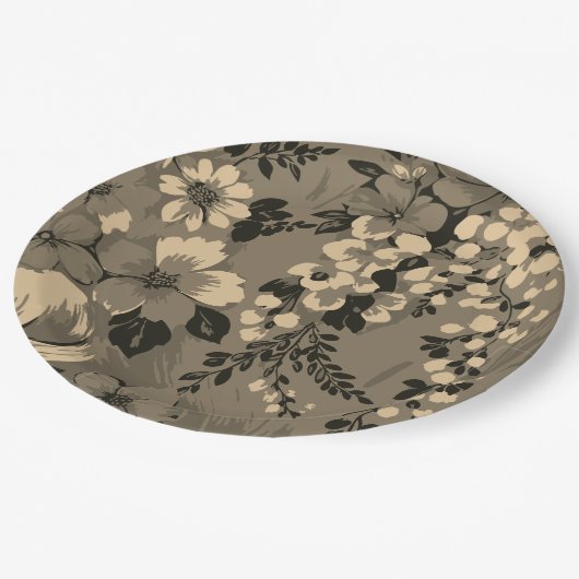 Elegant Retro Floral Pattern Pappteller (Schrägansicht)
