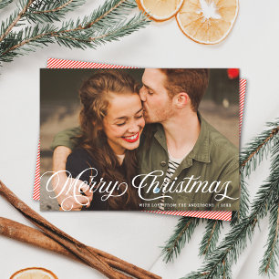 Elegant Retro Frohe Weihnachts-Script-Foto Feiertagskarte