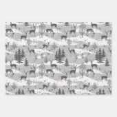 Elegant Retro Gray Woodland Deer Geschenkpapier Set (Vorderseite 3)