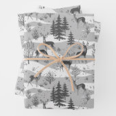 Elegant Retro Gray Woodland Deer Geschenkpapier Set (Beispiel)