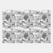 Elegant Retro Gray Woodland Deer Geschenkpapier Set (Vorderseite)