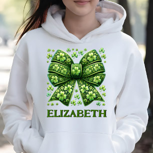 Elegant Retro Green Coquette St. Patrick's Day Hoodie