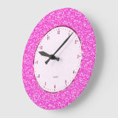 Elegant Retro Hot-Pink Glitter And Sparkles Große Wanduhr (Winkel)