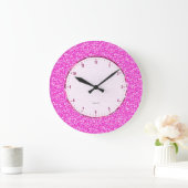 Elegant Retro Hot-Pink Glitter And Sparkles Große Wanduhr (Zuhause)