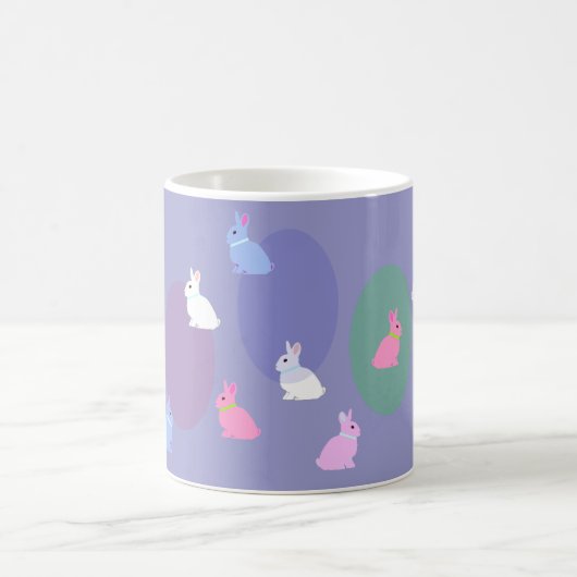 Elegant Retro Lilac Rabbit Bunny Easter Mug Kaffeetasse (Mittel)