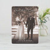 Elegant Retro Maroon Wedding Save the Date Card (Stehend Vorderseite)