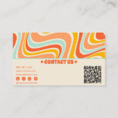Elegant Retro Orange Blue QR Code Boho Chic Groovy Visitenkarte (Rückseite)