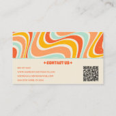 Elegant Retro Orange Blue QR Code Boho Groovy Visitenkarte (Rückseite)