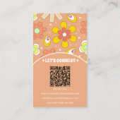 Elegant Retro QR Code Groovy Floral Trendy Boho Visitenkarte (Rückseite)