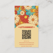 Elegant Retro QR Code Groovy Floral Trendy Boho Visitenkarte (Rückseite)