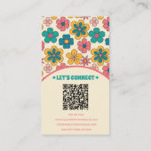Elegant Retro QR Code Groovy Floral Unique Boho Visitenkarte (Rückseite)