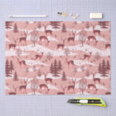 Elegant Retro Red Woodland Deer Seidenpapier (Handwerk)