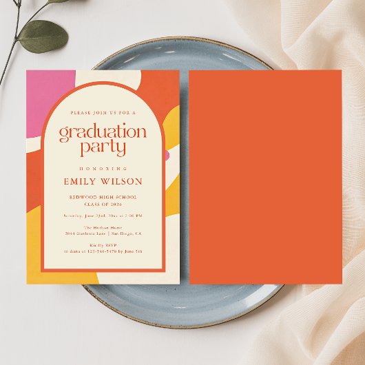 Elegant Retro Script Arch Frame Grad Graduation Dankeskarte