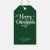 Elegant Retro Script Simple Green Frohe Weihnachte Geschenkanhänger (Vorderseite)