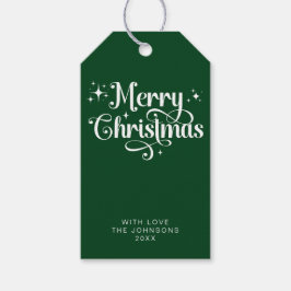 Elegant Retro Script Simple Green Frohe Weihnachte Geschenkanhänger