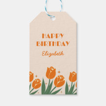Elegant Retro Tulip Floral Orange Geburtstag