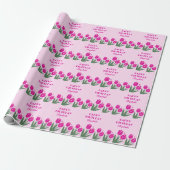 Elegant Retro Tulip Floral Pink Geburtstag Geschenkpapier (Ungerollt)