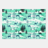 Elegant Retro Turquoise Blue Woodland Deer Geschenkpapier Set (Vorderseite)