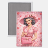 Elegant Retro Valentine  Magnet (Vorderseite/Rückseite)