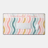 Elegant Retro Wavy Stripes Personalized Desk Mat Schreibtischunterlage (Tastatur & Maus)