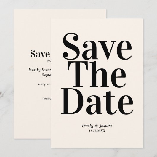Elegant Retro Wedding Save the Date (Vorne/Hinten)