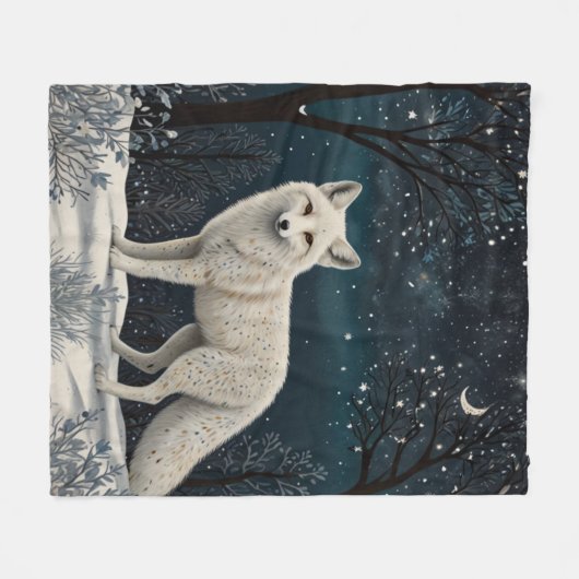 Elegant retro white winter fox fleecedecke (Vorderseite (Horizontal))