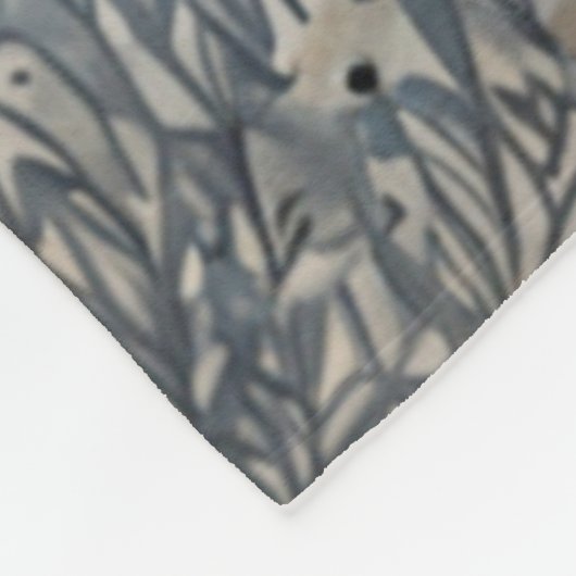 Elegant retro white winter fox fleecedecke (Ecke)