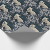 Elegant retro white winter fox sparkling snowflake geschenkpapier (Ecke)